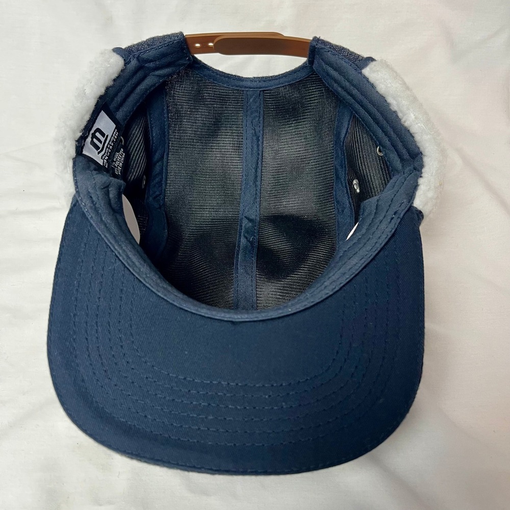 New KC Royals Trapper Hat Navy Blue Sherpa Ear Flap Snapback Wool Blend Baseball - Picture 8 of 8